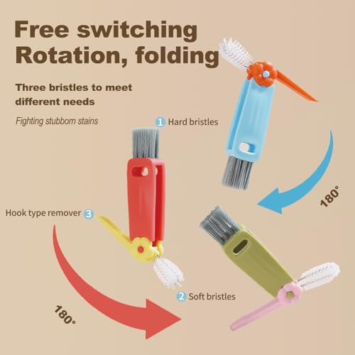 3 in 1 Cup Lid Gap Cleaning Brush Set, Bottle Cleaning Brush Multifunctional Bottle Cleaner Brush Home Kitchen Cleaning Tools, 3PCS - color: 3pcs Mix