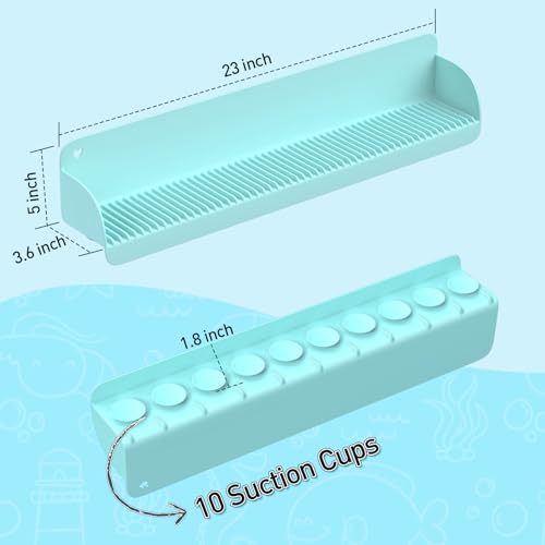 AGPTEK 24 Inch Bathtub Splash Guard with 10 Suction Cups, Silicone Tub Water Splash Guard for Bathtub, Bath Toy Tray Holder Play Shelf for Kids, Universal for Bathroom, Kitchen Sink (Green) - color: Green