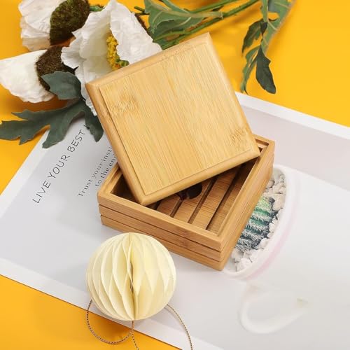 1/2Pcs Bamboo Soap Dish with Lid - Natural Wood Bar Tray Holder Storage Rack Container, Self Draining Soap Tray for Bathroom, Extend Soaps Life and Keep Dry ﻿(1Pcs) - color: 1pcs