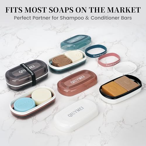 Shampoo Bar Holder Travel Case | Leakproof Soap Container with Lid & Drain Tray | Includes Silicone Strap and Soap Bag | Compatible with Kitsch Solid Shampoo and Conditioner Bars (Black, Large) - color: Black Style A-large