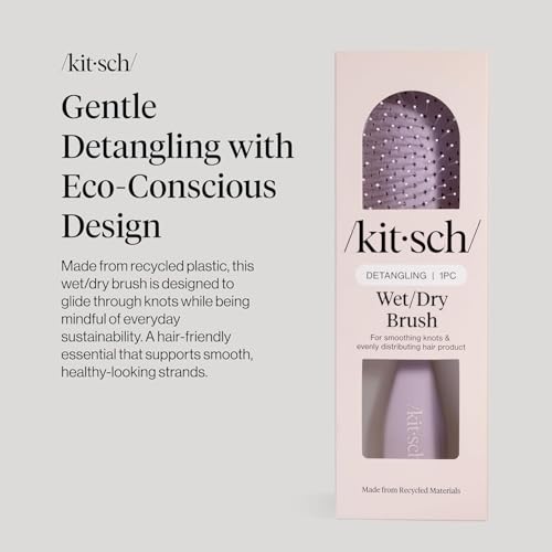 Kitsch Wet/Dry Hair Brush Detangler – Flexi Hair Brush for Women, Men & Kids | Detangling Brush for Curly Hair, Bounce Curl Defining Brush for Wet or Dry Strands - Soft Violet - color: Soft Violet