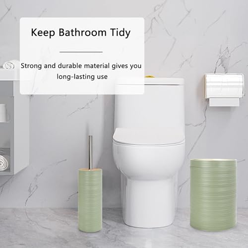 CERBIOR Bathroom Accessories Set 6 Piece Bamboo Bath Ensemble Includes Soap Dispenser, Toothbrush Holder, Toothbrush Cup, Soap Dish for Decorative Countertop and Housewarming Gift, Sriral Green - style: Green