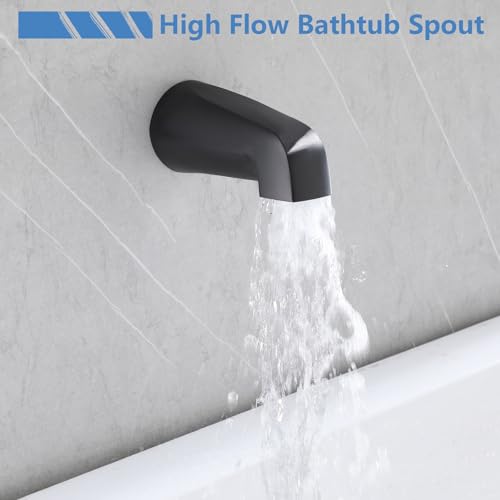 3 Handles Shower Faucet Set with Tub Spout Bathtub Shower Faucets Combo Set Shower System Complete Tub and Shower Trim Kit Shower Fixtures Matte Black - color: Matte Black, style: 3 Handles