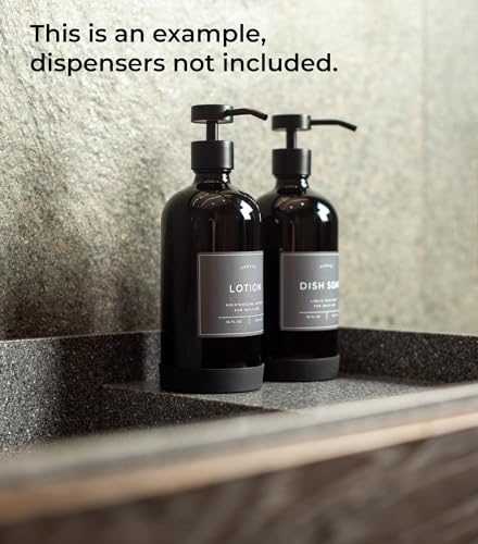 Verute Waterproof Labels for Amber Glass Soap Dispenser and Plastic Bottles 3.15"x2.35" Peel & Stick - Kitchen, Bathroom & Shower Set - 21 Pieces (White, Gray, Black) - color: White+gray+black