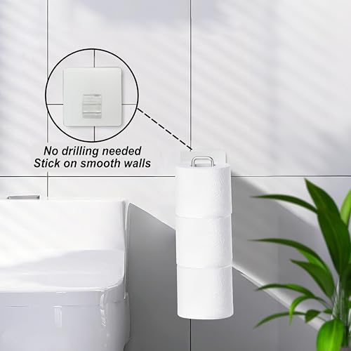 Silver Toilet Paper Holder with 3 Rolls Reserve, Stainless Steel Toilet Paper Holder Wall Mount, Over The Tank Bathroom Organization, Brushed Nickel and Chrome Tissue Holder for RV, Restrooms, 1Pcs - color: Silver, 1pcs, 12.99in