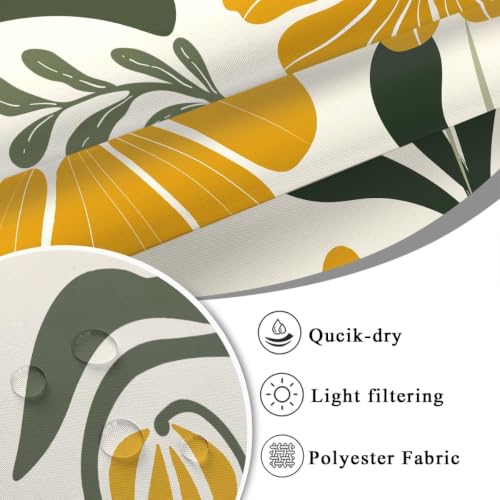 Boho Vintage Floral Shower Curtain Stall Small Short 36x72 Inch, White Yellow Farmhouse Bohemian Flower Botanical Pattern, Retro Plant Abstract Polyester Fabric Mini Bathroom Decor, 7 Hooks - color: Yellow, size: 36"W x 72"L (Pack of 1)