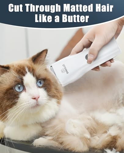 oneisall Pet Clippers for Cat Matted Hair, Quiet Pet Shaver for Cats | Waterproof Cordless Cat Clippers for Matted Long Hair with Storage Bag,Lightweight and Easy to Use for Cat, Pet, Small Dog - color: White, size: Standard
