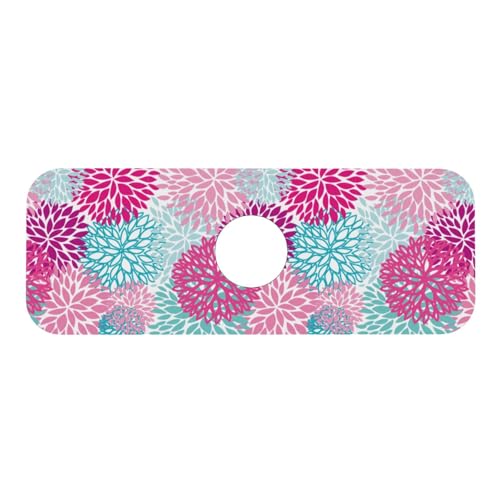 Dahlia Bright Flower 15" X 5.5" Kitchen Sink Splash Guard Faucet Faucet Guard Draining Mat Sink Splash Guard Faucet Kitchen Bathroom - color: Dahlia Bright Flower