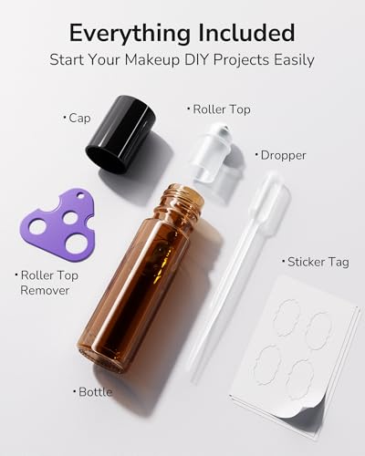 ULG 48-Pack Essential Oil Roller Bottles 10ml, Empty Bottles with Stainless Steel Roller Balls and Waterproof Labels, Amber Roller Balls For Essential Oils - color: Amber, size: 48-Pack