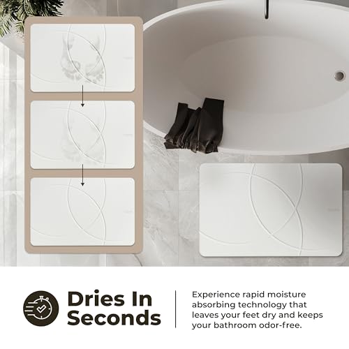 TOSORO - Stone Bath Mat Diatomaceous Earth Shower Mat Non-Slip Super Absorbent Diatomite Stone Bath Mats for Bathroom Floor Quick Drying Natural Easy to Clean (23.5 x 15) - Sandstone - color: Enso Sandstone, size: Pack of 1