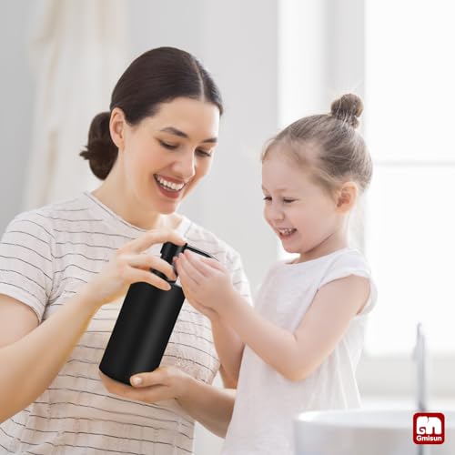 GMISUN Black Soap Dispenser, Hand Soap Dispenser Bathroom, Hand and Dish Dispenser Set for Kitchen, 12 fl oz/350ml Glass Liquid Soap and Lotion Dispensers with Stainless Steel Pump, 2 Pack Refillable - color: Black Bottle + Black Pump, size: 2 Pack - 12oz