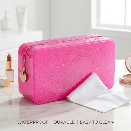 PVC Jelly Travel Makeup Bag,Waterproof Cosmetic Bag/Case with Zipper, Toiletry SPF Bag for Sunscreen, Skincare, and Daily Essentials (05Hot Pink) - color: 05Hot Pink