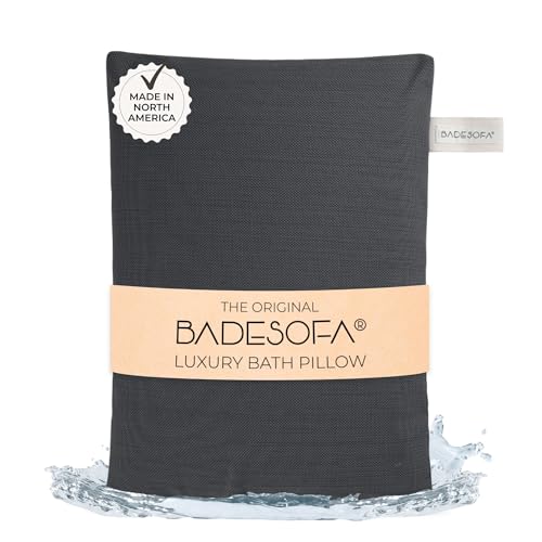 BADESOFA® Luxury Bathtub Seat Cushion – Bath Pillow for Tub, Quick-Dry & Washable, Non-Slip Weighted Tub Pillow, Home Spa Accessoire for Bathtub & Hot Tub in Charcoal - color: Charcoal, size: Seat Pillow
