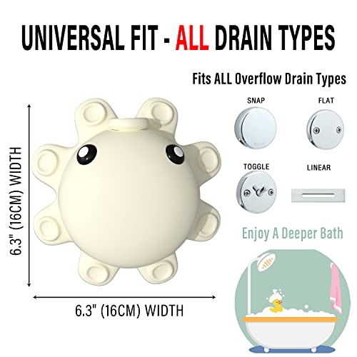 Bathtub Overflow Drain Cover Tub - tub Overflow Drain Cover, Soak Bath Overflow Drain Cover, Bathroom Spa Accessories, Adds Inches of Water for Deeper Bath (Silicone, Creamy-White) - color: Off White