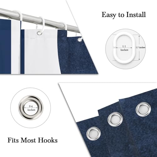 Blue and Gold Shower Curtain Abstract Boho Modern Mid Century Navy Geometric Neutral Contemporary Minimalist Leaves Botanical Fabric Cloth Bathroom Decor Set 60x72 inch Polyester 12 Hooks - color: Blue, size: 60"W x 72"L (Pack of 1)