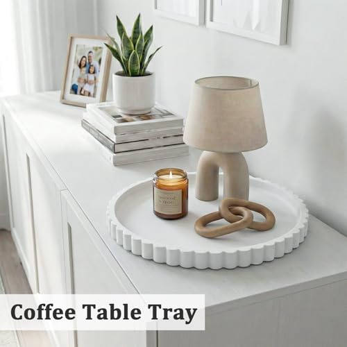 HighHerz Silicone Bathroom Countertop and Vanity Tray, Round Silicone Bathroom Tray, Modern Bathroom Decor, Coffee Table Decor, Decorative Tray for Candle, Perfume, Plants (White, 9 inch) - color: White, size: 9"