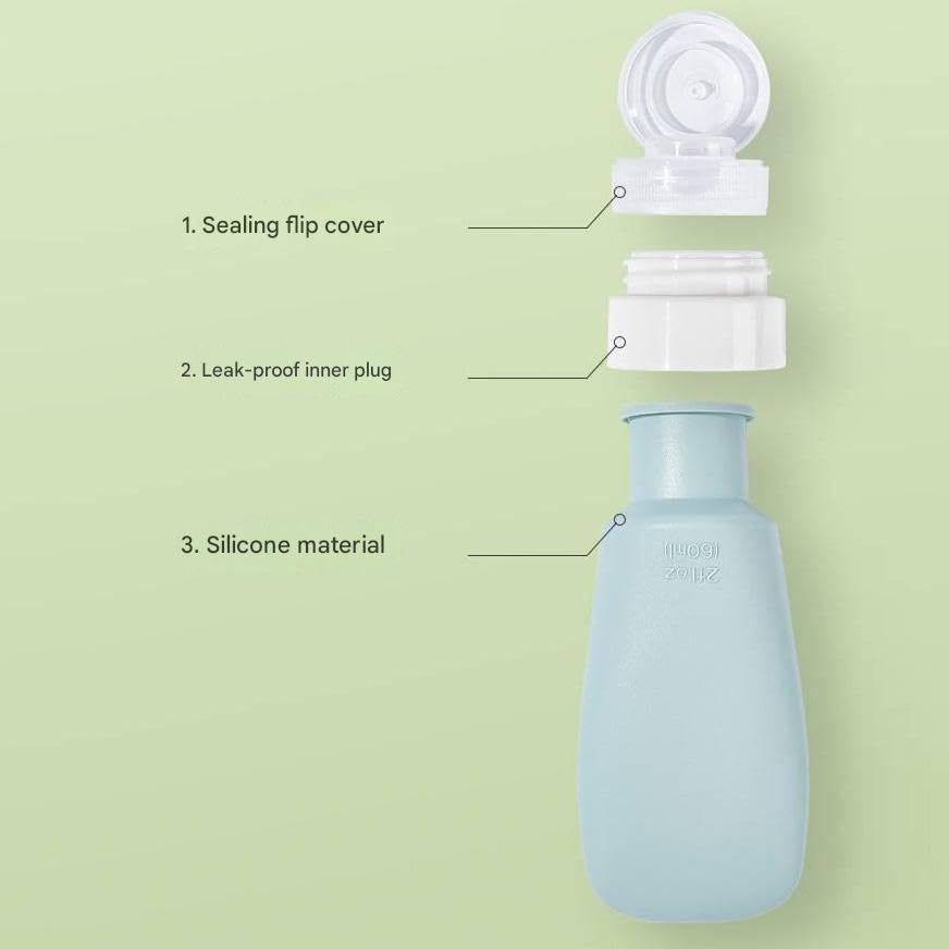 2 Pcs SiliconeTravel Bottles Set for Toiletries Travel Size Containers Kit,Leak Proof Refillable Squeeze Containers Small Empty Travel Size Bottles for Shampoo,Conditioner,Lotion,Toiletries