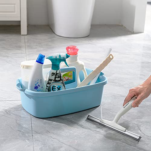 Goderewild 2 Pack Multi-Purpose Plastic Cleaning Caddy with Handle, Shower Caddy Organizer/Storage Basket/Totes Portable for Bathroom Supplies, Cleaning Products, Under Sink Tool, Housekeepers (Blue2) - color: Blue×2, size: 2 Pack