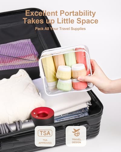 Mrsdry Travel Bottles for Toiletries 8 Pack, Travel Size Toiletries, Tsa Approved Travel Size Containers 3oz, with Travel Essentials Clear Bag, Leak Proof Silicone Squeezable Creams Jars - color: Maple Leaf, size: 3oz bottle 1oz jar