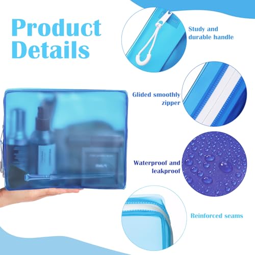 8 Pack TSA Approved Travel Toiletry Bags Frosted Translucent Leak-proof Cosmetic Makeup Bags for Women Men Travel Organizer Airport Security (Blue,8.5 x 6.3 x 2.9 Inch) - color: Blue, size: 8.5 x 6.3 x 2.9 Inch