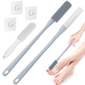 Pack of 3 Silicone Toe Cleaning Brush,Soft Brush Foot Scrubber Long Handle Bathroom Shower Bath Brush Wet and Dry Use for Seniors,Elderly, Men and Women (Grey) - color: Grey