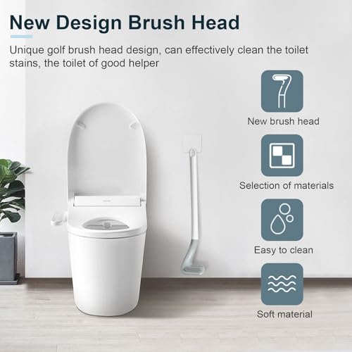 3 Pack Golf Toilet Brush, Flexible Long Handled Toilet Cleaning Brush, 360° No Dead Space Deep Toilet Cleaning Brush, Toilet Brush for Bathroom, with Hook (White + Blue + Grey) - color: White + Blue + Grey