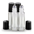 sungwoo 4 Pack Roller Bottles, 10 ml Essential Oil Glass Roller Bottles with Stainless Steel Roller Balls Clear - color: Clear, style: 4 Pack