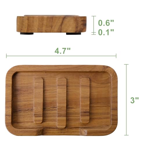 HTB 2 Pack Self Draining Soap Dish Teak Wood Keep Soap Dry | Wooden Soap Holder,Sponge Holder for Kitchen,Soap Saver for Shower, Bathroom, Sink, Bathtub,Kitchen and Countertop - color: 2pcs