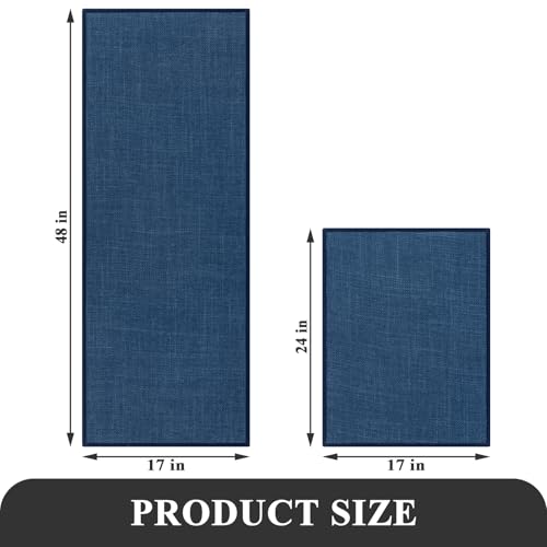 SHACOS Bath Mat Set of 2, Ultra Thin Washable Bathroom Rugs, No Slip Rubber Bath Rugs for Bathroom, Quick Dry Absorbent Bathroom Mat for Shower Outside Floor Toilet Sink (17"x24"+17"x47") - color: Blue, size: 17"x24"+17"x47"