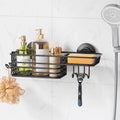 LEVERLOC Suction Cup Shower Caddy, Black Bathroom Shelf Shower Organizer With Hook And Soap Holder, No Drill Bathroom Caddy - color: 1 X Black