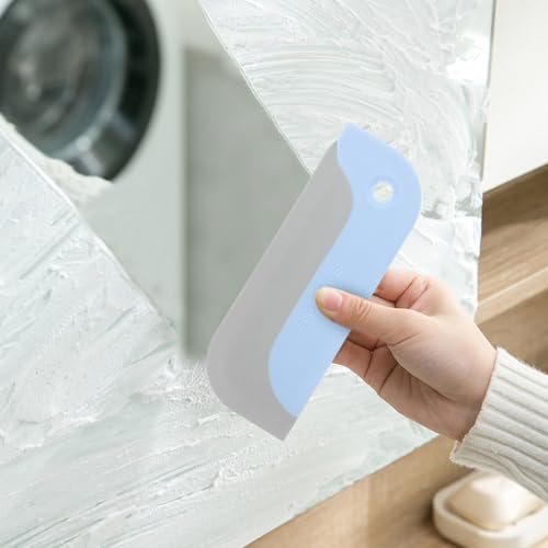 HANABASS 2pcs Household Shower Screen Cleaner and Mirror Squeegee Set, Multi-Function Glass Door Wiper for Bathroom and Kitchen, Lightweight Blue and Yellow Plastic Squeegees for Indoor