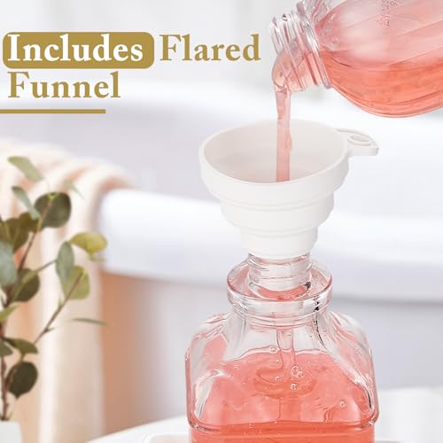 Glass Soap Dispenser with Pump,Tray,Funnel, Countertop Soap and Lotion Dispenser Set of 2 with 60 Stickers, Dish and Hand Soap Dispenser Bottle for Kitchen,Bathroom,Shower,500ml/16.9oz - color: Blk-5070-2g