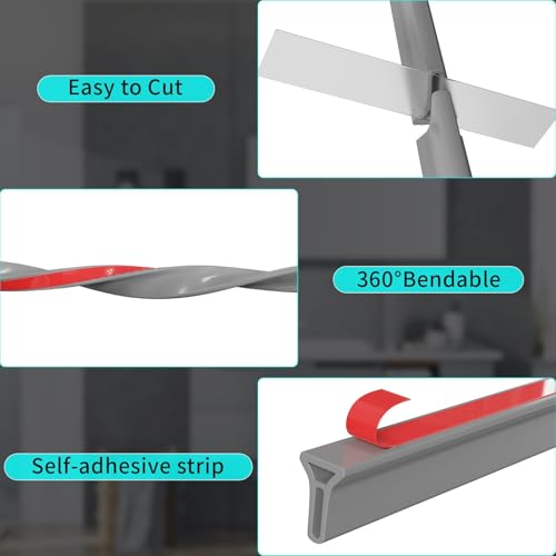 Hi-Na 3ft/5ft/6ft/8ft10ft Collapsible Shower Threshold Water Dam Water Barrier for Shower and Water Stopper Keeps Water Inside Water Threshold for Wet and Dry Separation (3ft, Grey) - color: Gray, style: 3ft