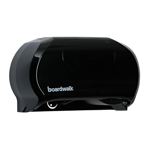 Boardwalk R3670BKBW 13 in. x 6.75 in. x 8.75 in. Standard Twin Toilet Tissue Dispenser - Black