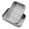 Aluminum Travel Soap Container with Lid Self-Draining Soap Dish Metal Storage Rack Portable Moisture Resistant Soap Holder for Traveling Gym Silver Double Square Drainable Soap Case