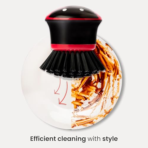 Vigar Ladybug Dish Scrub Brush with Holder, Kitchen Scrub Brush for Dishes, Dish Scrubber, Sink Brush, Dishwashing Brush and Vegetable Scrubber for Household Cleaning - Ladybug - color: Green