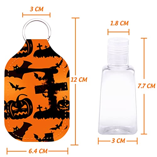Duufin 60 Pcs Halloween Hand Sanitizer Holder Keychain Empty Bottle Bulk | Including 30 Pcs Hand Sanitizer Keychain Holder and 30 Pcs Refillable Empty Travel Bottles, Halloween Style - color: Halloween Style