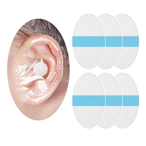 saicheek 60-Pack Upgarde Silicon-Gel Material Easy to Take Off Baby Ear Covers with Cotton Ball,Baby Shower Cap Ear Protection for Kids,Water-proof Ear Stickers for Bath Swimming (60Pcs) - size: Small 60 pieces