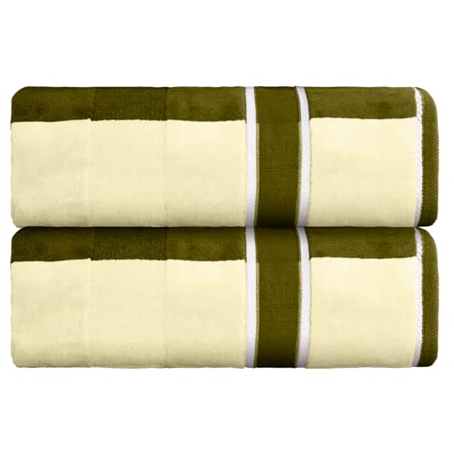 2-Piece Towel Set - 35x70in Extra Large Bath Towels - 500 GSM 100% Cotton Bath Towels - Absorbent Sheets for Shower, Gym, Spa, and Dorm Room by Lavish Home (Green) - color: Green