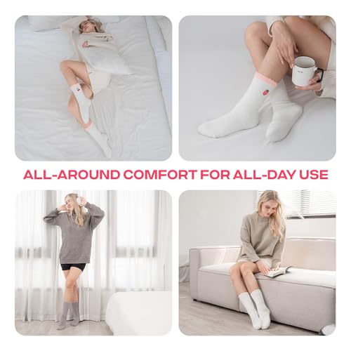 CoolMate Cozy Soft Cloud Socks, Fuzzy Socks for Women - color: D.08 - Embroidered Cherry