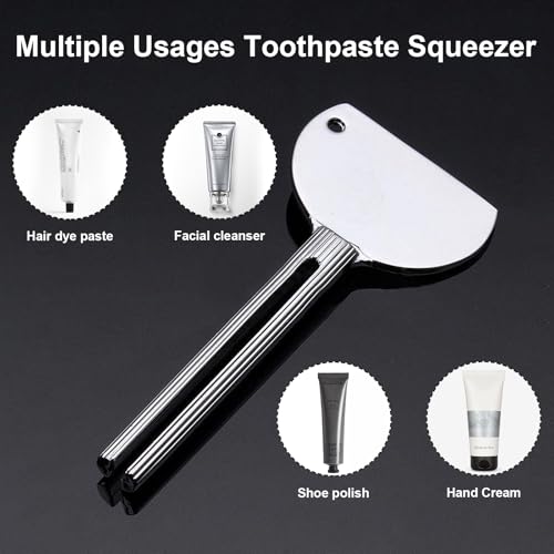 3 Pcs Toothpaste Tube Squeezers,Stainless Steel Toothpaste Squeezer,Metal Manual Dispenser Roller Tube Wringer,Tube Key Tooth Paste Squeezer for Home Toothpaste Paint,Cream, Cosmetic and Hair Dye - color: Silver