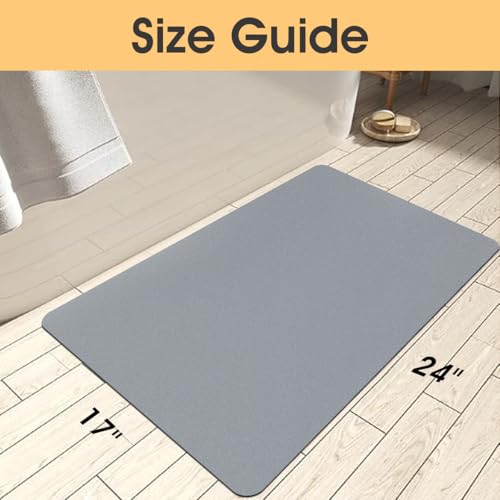ACCUMTEK Non Slip Bath Mat, Thin Bathroom Rugs Fit Under Door, Quick Dry Bath Mats, Machine Washable Bath Rugs for Bathroom, Bathtub & Kitchen, Bathtub & Kitchen, Grey/Solid/24 x17 - color: Grey, size: 1'5" x 2' (Rectangular)