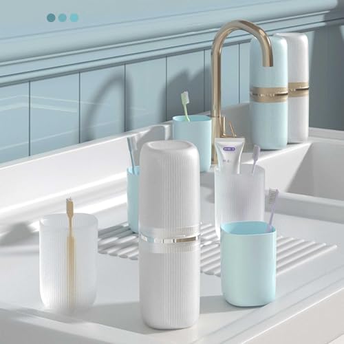 Toothbrush Travel Case Portable Travel Toothbrush Holder, Large Travel Toothbrush Cup for School, Camping, Business Trip, Bathroom, Cruise (White) - color: White