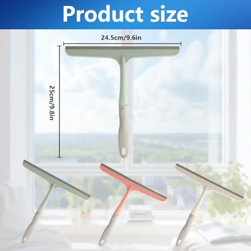 3 Pcs Shower Squeegee for Glass Doors, Car Window Squeegee, Streak-Free Mirror Cleaner Tool for Bathroom Kitchen Sink Countertop Tile Glass Shower Door Scraper Household Squeegees, with 3 Hooks - color: 3pcs - Beige/Pink/Green
