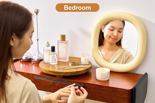 Round 11.8" Acacia Wood Decorative Tray – Farmhouse Wood Riser Pedestal Stand for Kitchen and Bathroom Decor, Counter Display, Vanity Tray (Large, 11.8" Dia) - size: Large: Dia 11.8"