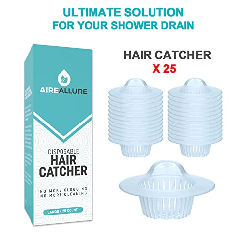 Aire Allure, 25 Pack, Hair Catcher for Bathroom Sink or Bathtub, White, Large - size: Large