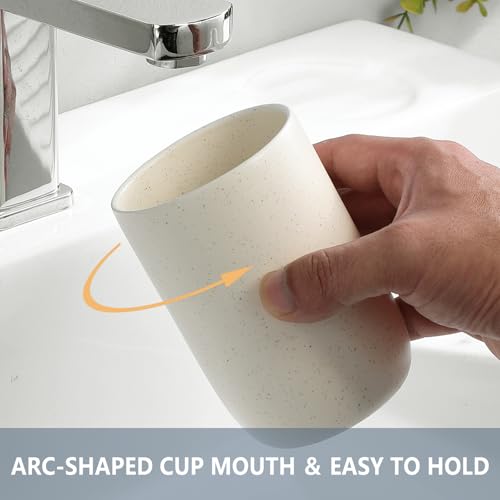 Toothbrush Holder for Bathrooms - 1 Cup Ceramic Toothbrush Toothpaste Holder, Beige Bathroom Tumbler Cup Reusable Toothbrush Mouthwash Cup, Bathroom Counter Organizer - color: Beige, size: 1pcs