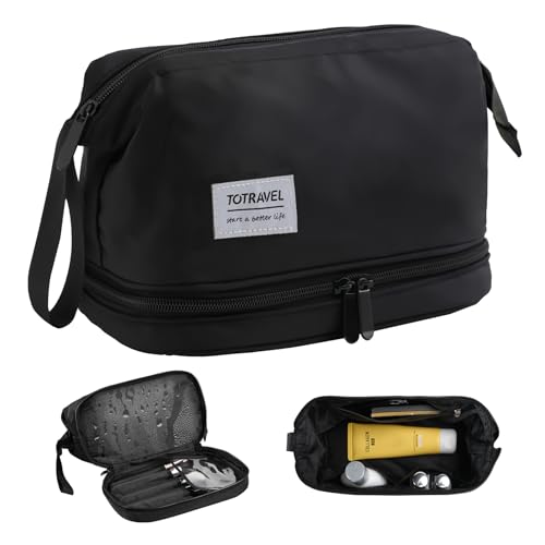 Hanging Travel Toiletry Bag for Women, Makeup Bag, Compact, sturdy, Lightweight, Waterproof, Simple and Practical, Functions As Both Cosmetic Organizer And Toiletry Bag (Woman, Jet Black) - color: Jet Black, style: Woman