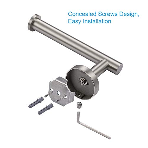 TASTOS Brushed Nickel Toilet Paper Holder SUS304 Stainless Steel, Modern Round Tissue Roll Holders Wall Mount, Toilet Paper Roll Dispenser Bathroom 5 inch TP Holder for Kitchen Washroom - color: Brushed Nickel