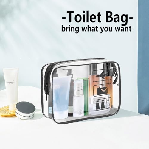 Clear Makeup Bags TSA Approved Toiletry Bag-6Pack，Clear TravelBags for Toiletries, Carry on Airport Airline Compliant Bag,Black - color: 10pcs-Black